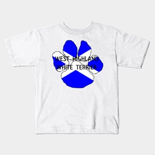 west highland white terrier name flag paw Kids T-Shirt